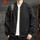 皮爾卡丹（pierre cardin）夾克男春秋季高級感上衣棒球領(lǐng)工裝外套男裝潮流衣服 黑色 XL