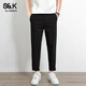 班尼路S&K系列休閑褲男士秋季新款九分褲直筒耐磨商務(wù)修身小西褲子男褲 CY95黑色九分 28 推薦【96斤-105斤】