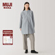 無(wú)印良品（MUJI）Labo 女式 桑蠶絲混 束腰長(cháng)上衣 襯衫 外套 秋冬季款AF033C4A 淺灰色條紋 XL (165/92A)