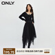 ONLY秋冬淑女氣質(zhì)收腰U領(lǐng)中長款紗裙連衣裙女|123407010 H1Z 黑色BLACK S 160/80A