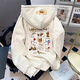 魯雅爾美式復古重工刺繡狗狗連帽衛衣女春秋季減齡可愛(ài)寬松休閑上衣外套 白灰色 L