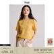旅途原品ltyp 進(jìn)口100%亞麻極簡(jiǎn)文藝小衫 休閑百搭短袖T恤女秋 柑黃色 M （建議拍大一碼）