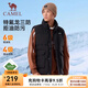 駱駝運(yùn)動(dòng)三防羽絨馬甲男立領(lǐng)防潑水內(nèi)搭保暖背心外套 J34CR08637，幻影黑 ，中性款 L