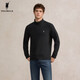 POLOWALK男裝長(cháng)袖T恤2025冬季新品男式直筒立領(lǐng)簡(jiǎn)約休閑潮流上衣 黑色 M /170