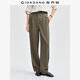 佐丹奴褲子女秋冬通勤壓褶直筒褲廓形中腰休閑寬松西褲13414179 44植物棕 27