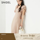 SNIDEL2025春夏新品氣質(zhì)V領(lǐng)無(wú)袖收腰蝴蝶結(jié)肩帶連衣裙SWFO251066 粉米色 M （1）