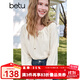 百圖betu女裝2025春季新款襯衫可拆卸玫瑰花對稱壓褶襯衫女2502T43 淺杏色 M