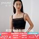 金三塔真絲文胸桑蠶絲蕾絲拼接防走光帶胸墊抹胸式文胸 黑色7100; L