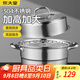 炊大皇304不銹鋼雙層蒸鍋家用復(fù)合底湯鍋蒸饅頭包子可視可立高拱蓋26cm