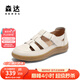 森達(dá)羅馬涼鞋女款2025夏新商場(chǎng)同款休閑平底豬籠鞋4CLB5BK5 米色 37
