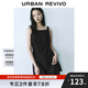 UR2025夏季新款女裝摩登氣質(zhì)通勤短款方領(lǐng)A字連衣裙UYY750075 黑色 S
