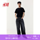 H&M男裝牛仔褲秋季中高腰寬松直筒褲子復(fù)古時尚休閑長褲1130309 深牛仔灰007 29 170/74 29/30