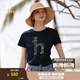 哈吉斯（HAZZYS）女裝 夏款女士大狗圖案圓領(lǐng)T恤衫女ASTSE0BBE52 藏青色NV M (160/84A 38)