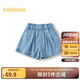 巴拉巴拉童裝兒童短褲女童牛仔褲2025夏季A字裙褲蝴蝶結(jié)抑菌208225110006