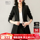 晚白【新品】通勤百搭小西裝女2025秋氣質(zhì)修身顯瘦中長(cháng)款西服外套 黑色 M