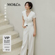 MO&Co.【秦嵐同款】西裝馬甲2025夏新品棉麻V領(lǐng)收腰短款白色MBE2WAIT02 牛仔白色 S /160