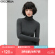 COCOBELLA質(zhì)感PU標高領(lǐng)針織衫女秋baby觸感肌底衣彈力打底衫TS129 碳灰色 S