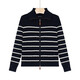 保羅·彼得專(zhuān)柜同款 女士時(shí)尚百搭學(xué)院通勤日常條紋拉鏈針織衫UKECZ00180 藏青色 L (165) 105-120斤