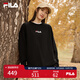 FILA 斐樂女裝衛(wèi)衣男女同款套頭衛(wèi)衣秋冬情侶款休閑加絨保暖長袖上衣 正黑色-BK M 170/92A/M