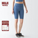 無(wú)印良品（MUJI）Walker 女式 易干 半長(cháng)收腿褲 BIG04A3S 打底褲 藍色 XL