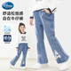迪士尼女童牛仔褲春秋2026新款?lèi)?ài)莎兒童褲子喇叭褲微喇LX82295 藏青120