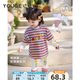 幼歌（YOUGE）春新中小童繽紛彩虹假兩件打底衫打底褲親膚透氣兩件套 月光白（褲子） 100 cm