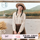 紫涵（ZIHAN）紫涵雙層刺繡娃娃領(lǐng)長(zhǎng)袖襯衫女秋季甜美日系寬松休閑上衣 米金 M