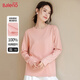 班尼路長(cháng)袖t恤女裝春秋新款純棉小個(gè)子女生內搭上衣打底衫寬松休閑衣服 粉-純色 【100%棉】 L