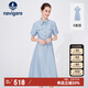 Navigare意大利小帆船女士短袖襯衫裙中長(zhǎng)款連衣裙2322874504 藍(lán) M 