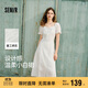 森馬（Semir）連衣裙女設(shè)計(jì)感重工繡花夏2025花邊翻領(lǐng)泡泡袖小白裙107425114041