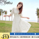 百圖betu女裝2025夏季新款連衣裙V領(lǐng)波點(diǎn)飄逸蛋糕裙雪紡裙子女2504T95 米白 S