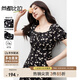尚都比拉泡泡袖方領(lǐng)櫻桃印花連衣裙女夏季氣質(zhì)減齡碎花裙度假休閑中長裙