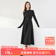 尚都比拉秋冬復古氣質(zhì)女神范打底針織連衣裙中長(cháng)款顯瘦a字裙 黑色 L 