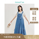 茵曼牛仔背帶裙2024夏季女裝新款萊賽爾棉綁帶連衣裙 牛仔藍(lán) S