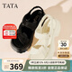 他她TATA休閑運(yùn)動涼鞋女鞋厚底舒適沙灘涼鞋2025夏季7G304BL5黑色 38