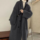皮爾卡丹（pierre cardin）灰色雙面羊絨毛呢子大衣外套女2026秋冬季新款感小個(gè)子赫本風(fēng) 深灰色雙面呢大衣 深灰色雙面呢 L