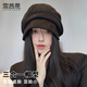 雪茜曼顯臉小漁夫帽女秋冬月子帽大頭圍八角貝雷帽日系小邊素顏堆堆帽子