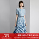 顏域時(shí)尚波點(diǎn)連衣裙2024新款女夏季通勤藍(lán)色圓領(lǐng)中長款短袖裙子女 藍(lán)波點(diǎn) M/38