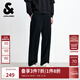 杰克·瓊斯（JACK&JONES）男裝秋季時尚潮通勤簡約百搭舒適純色純棉運動衛(wèi)褲直筒休閑褲男 E40 黑色-直筒 32 175