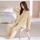 貓人（MiiOW）純棉紗布睡衣女款2025新款秋冬季長(cháng)袖長(cháng)褲寬松舒適女生家居服套裝 芒果淺黃 L