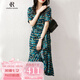 clotho Rennie品牌女裝波點(diǎn)連衣裙女2025夏季新款優(yōu)雅氣質(zhì)收腰顯瘦v領(lǐng)中長款裙 湖綠色 M