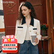 Olrain歐芮兒小香風(fēng)短外套女裝秋季新款寬松時(shí)尚名媛風(fēng)撞色上衣 米杏色 S