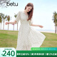百圖betu女裝2025夏季新款連衣裙V領(lǐng)波點(diǎn)飄逸蛋糕裙雪紡裙子女2504T95 米白 S