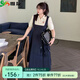 惟友大碼女裝連衣裙胖妹妹夏裝胖mm撞色學(xué)院風(fēng)俏皮假兩件裙子 長(cháng)款 XL 【尺碼偏大】 建議130-150斤