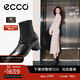愛(ài)步（ECCO）靴子女 時(shí)尚潮流百搭女靴羊皮輕奢粗跟短靴女 型塑290973 黑色29097351052 36