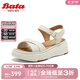 Bata時(shí)裝涼鞋女2025夏季商場(chǎng)新款百搭羊皮厚底一字帶涼鞋UDX29BL5七夕 米白 37