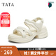 他她（TATA）2025夏商場同款簡約百搭女休閑涼鞋新款CXY02BL5 米白 39