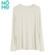 NOMe軟糯面膜薄款T恤上衣女寬松長(cháng)袖新款圓領(lǐng)內搭打底衫 杏色 L