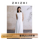 致知ZHIZHI 叢花令 一字領(lǐng)T恤料簡(jiǎn)約A字連衣裙女夏2025新款 雅白 L