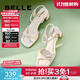 百麗（Belle）方頭一字帶涼鞋女商場(chǎng)同款粗跟涼鞋A9X1DBL4 米白 37 (235mm)